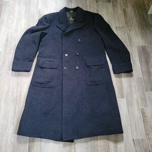 Vintage Lakeland 100% Wool Men’s Trench Coat, Sz 46, Black, EUC.